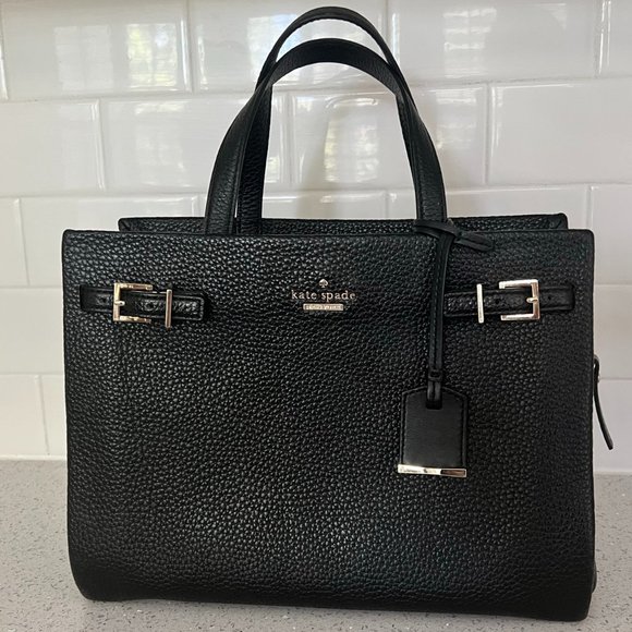 kate spade Handbags - kate spade pebbled black leather bag, triple compartment